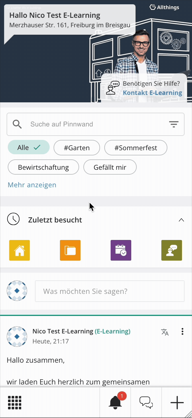 Pinnwand Suche